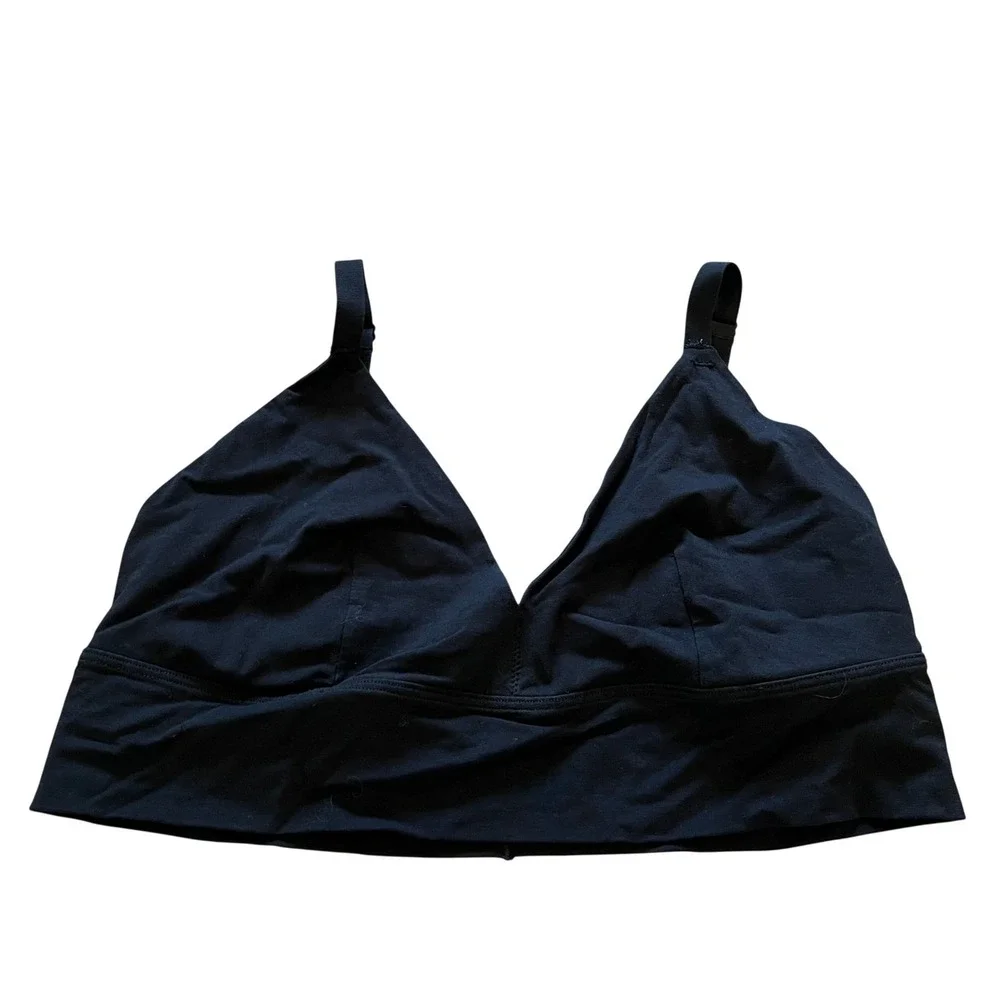Spanx Cotton Comfort Bralette Black Wire Free Adjustable Strap Bra XL/TG 5248